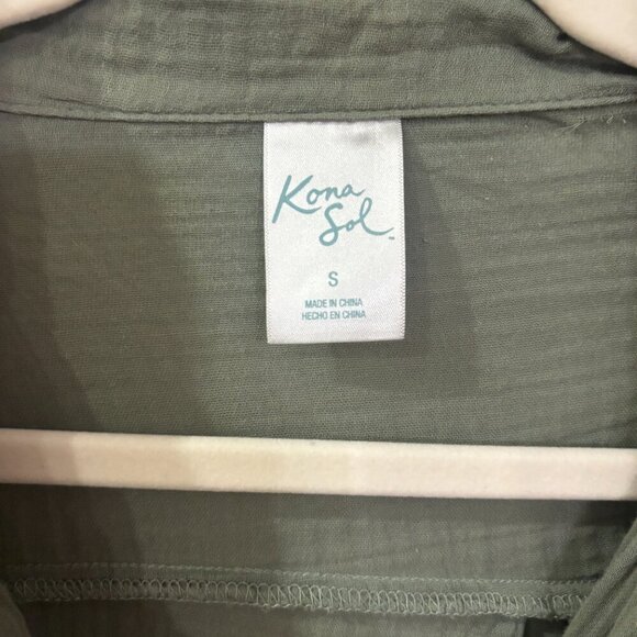 Kona Sol Green Linen Cover Up Top - Picture 4 of 5